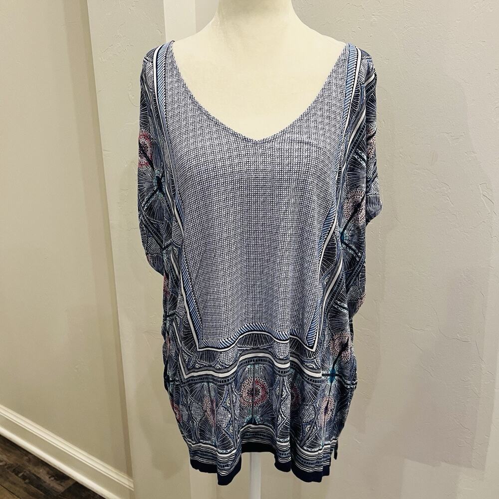 Tommy Bahama Women’s Dolman Short Sleeve Blouse Blue Large (A0128)